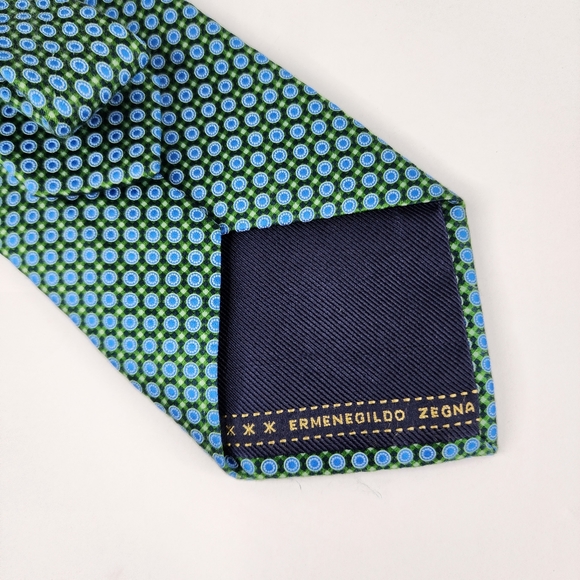 ERMENEGILDO ZEGNA Blue & Green Silk Tie. - Picture 4 of 9